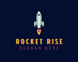 Rocket Ship Pixel logo design