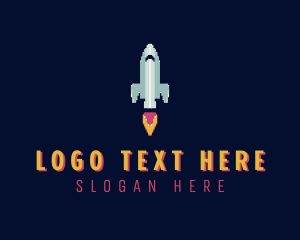 Gaming - Rocket Ship Pixel logo design