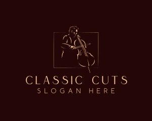 Classical Cello Musician logo design