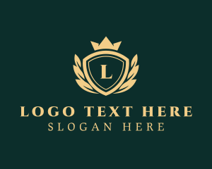 Regal - Wreath Crown Shield logo design