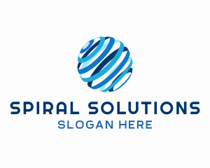 3D Spiral Globe Sphere logo design