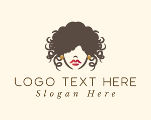Female - Curly Hair Woman logo design