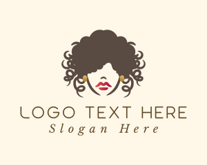 Beautician - Curly Hair Woman logo design