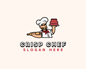 Male Baker Cartoon logo design