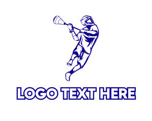 Lacrosse Stick - Blue Lacrosse Player logo design