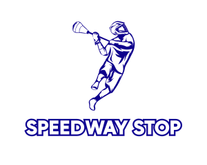 Player - Blue Lacrosse Player logo design