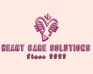 Lovely Trumpet Heart logo design