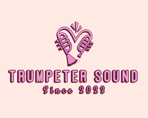 Trumpeter - Lovely Trumpet Heart logo design