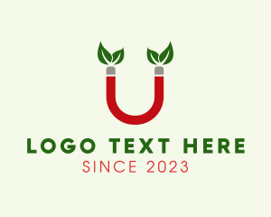 Electromagnetic - Leaf Magnet Letter U logo design