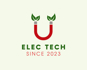 Electromagnetic - Leaf Magnet Letter U logo design