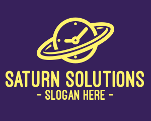 Saturn - Time Orbit Planet logo design