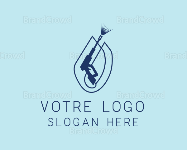 Blue Pressure Washer Cleaning Logo