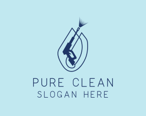 Blue Pressure Washer Cleaning logo design