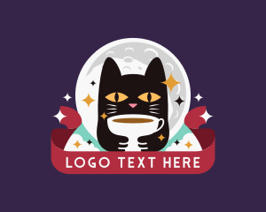 Cat - Cute Cat Coffee Cafe logo design