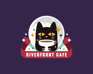 Cute Cat Coffee Cafe logo design