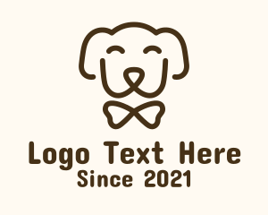 Puppy - Brown Bowtie Dog logo design