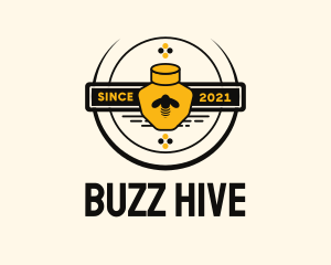 Honey Bee Jar Badge logo design