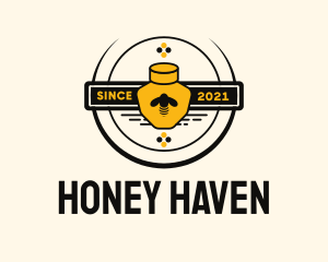 Honey Bee Jar Badge logo design