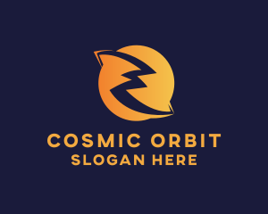 Lightning Bolt Planet Orbit logo design