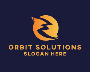 Lightning Bolt Planet Orbit logo design