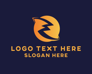 Charge - Lightning Bolt Planet Orbit logo design