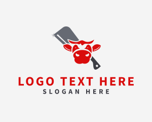 Cow Head - Steak Meat Butcher logo design