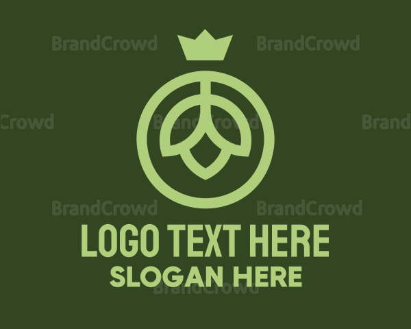 Green Flower Bud Crown Logo