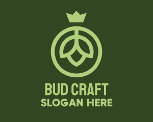 Green Flower Bud Crown logo design