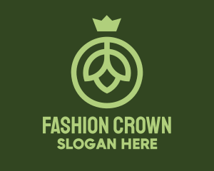 Green Flower Bud Crown logo design