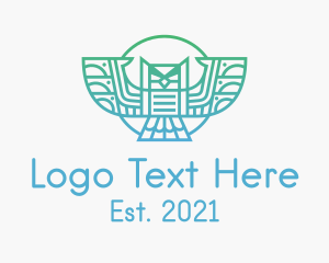 Perchery - Tribal Owl Outline logo design