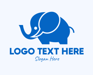 Speech Bubble - Blue Elephant Chat logo design