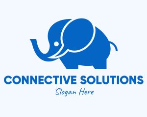 Communicate - Blue Elephant Chat logo design