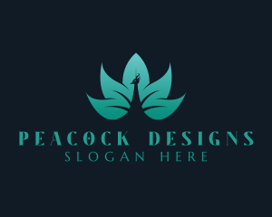 Gradient Leaf Peacock logo design