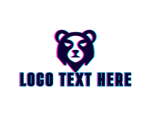 Glitch - Bear Esports Anaglyph logo design