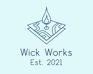 Wick - Blue Candle Map logo design