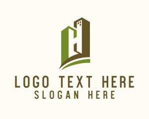 Rental - Letter H Eco Housing logo design
