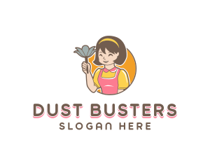 Cute Woman Cleaner logo design