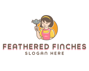 Cute Woman Cleaner logo design