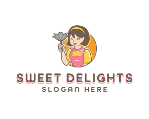 House Cleaning - Cute Lady Cleaner logo design