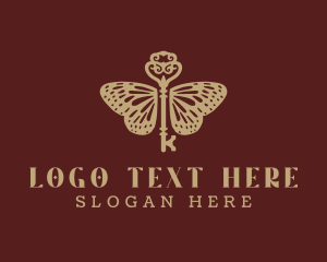 Boutique - Gold Butterfly Key logo design