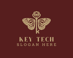 Gold Butterfly Key logo design