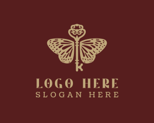 Designer - Gold Butterfly Key logo design