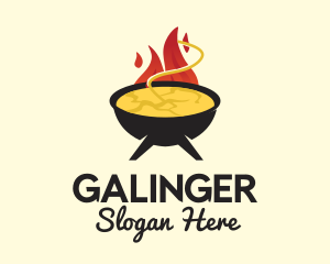 Canteen - Hot Flaming Soup Cauldron logo design