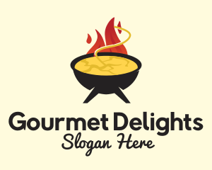 Hot Flaming Soup Cauldron logo design