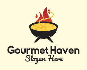 Hot Flaming Soup Cauldron logo design