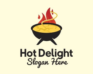 Hot Flaming Soup Cauldron logo design