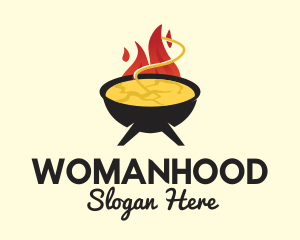 Stew - Hot Flaming Soup Cauldron logo design