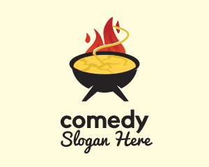 Cafeteria - Hot Flaming Soup Cauldron logo design