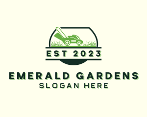 Lawn Care Landscaping Mower logo design