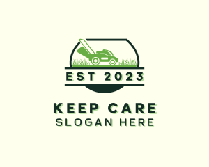 Lawn Care Landscaping Mower logo design